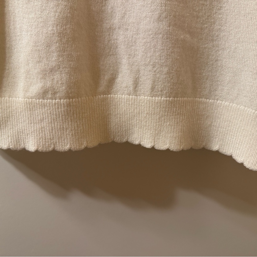 Ann Taylor Knit Scalloped Trim Lightweight Sweater Ivory Size M NWOT - Picture 5 of 11